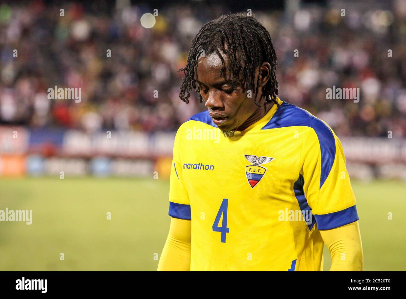 HARTFORD - OKTOBER 10: Ecuador Spieler #4 auf US Men`s Internationales Freundschaftsspiel zwischen US Men`s Nationalmannschaft gegen Ecuador, Endstand 1 - 1, am Okt Stockfoto